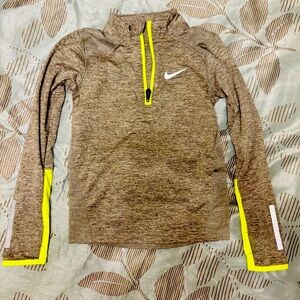 Nike Dri-FIT 1/2 Zip Pullover | Boys Size 5-6 | Gray & Neon Yellow lightweight